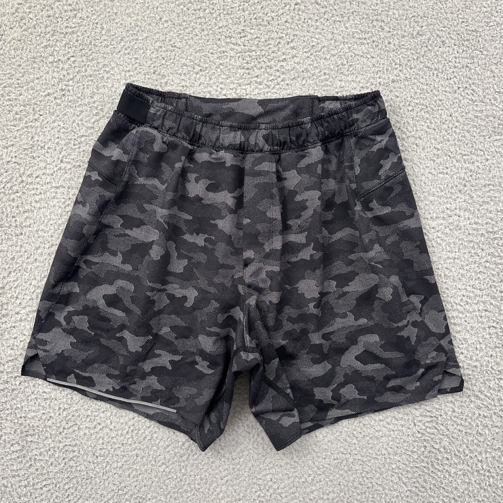 Lululemon Surge Shorts 6" Liner Black Gray Camo Athletic Athleisure Men's Medium